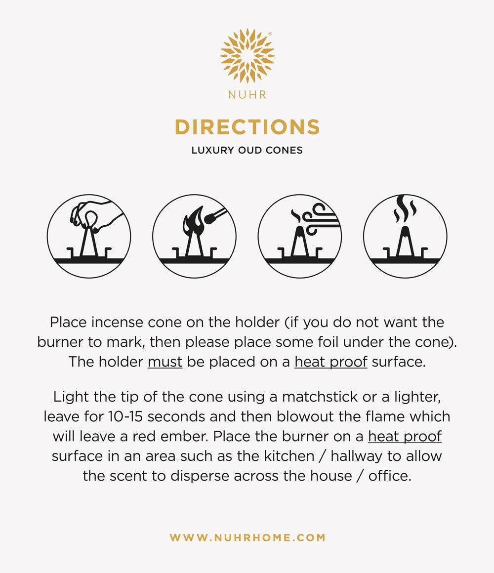 NUHR Home Signature Oud Incense Gift Set – 40 Cones + Burner (Discovery Collection)