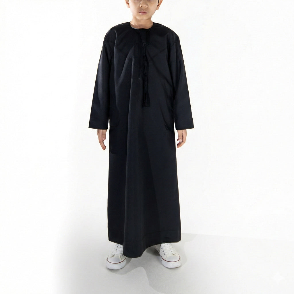 Boys' Emirati Thobe in Matte Black