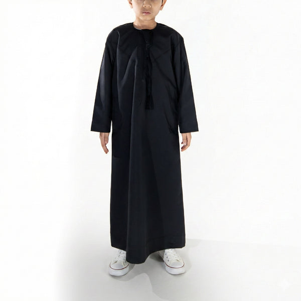Boys' Emirati Thobe in Matte Black