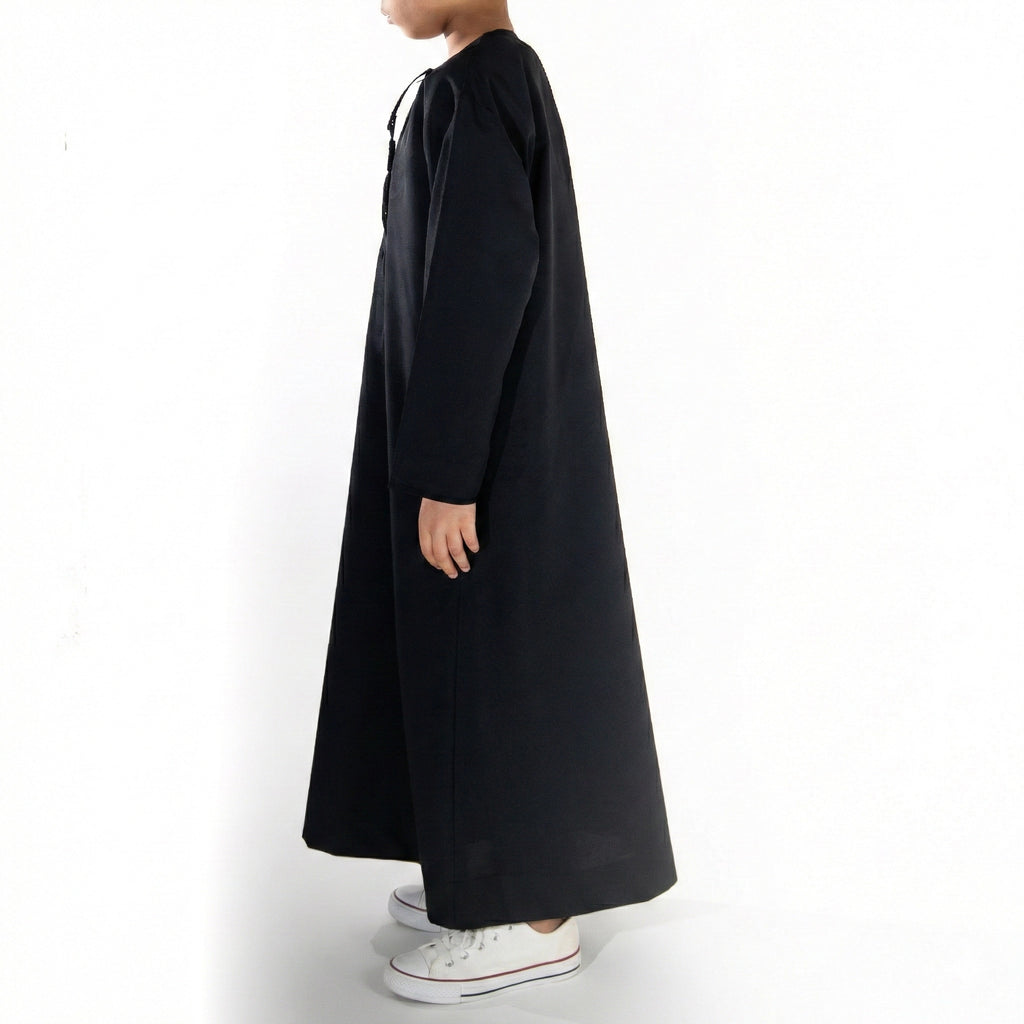 Boys' Emirati Thobe in Matte Black