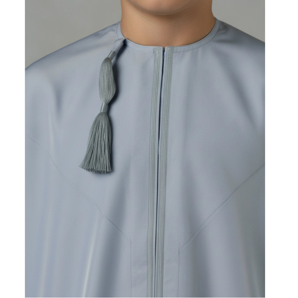 Premium Water-Resistant Boys' Fog Blue Omani Thobe