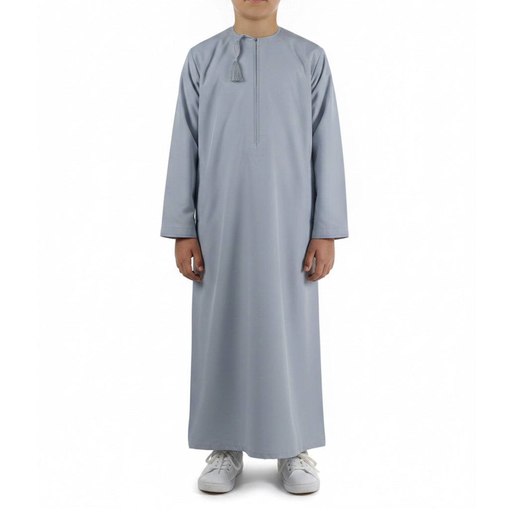Premium Water-Resistant Boys' Fog Blue Omani Thobe