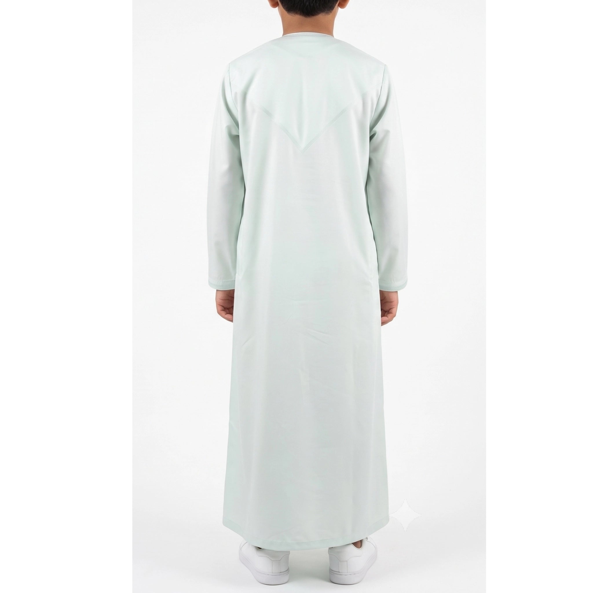 Premium Water-Resistant Boys' Pistachio Green Omani Thobe