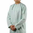 Premium Water-Resistant Boys' Pistachio Green Omani Thobe