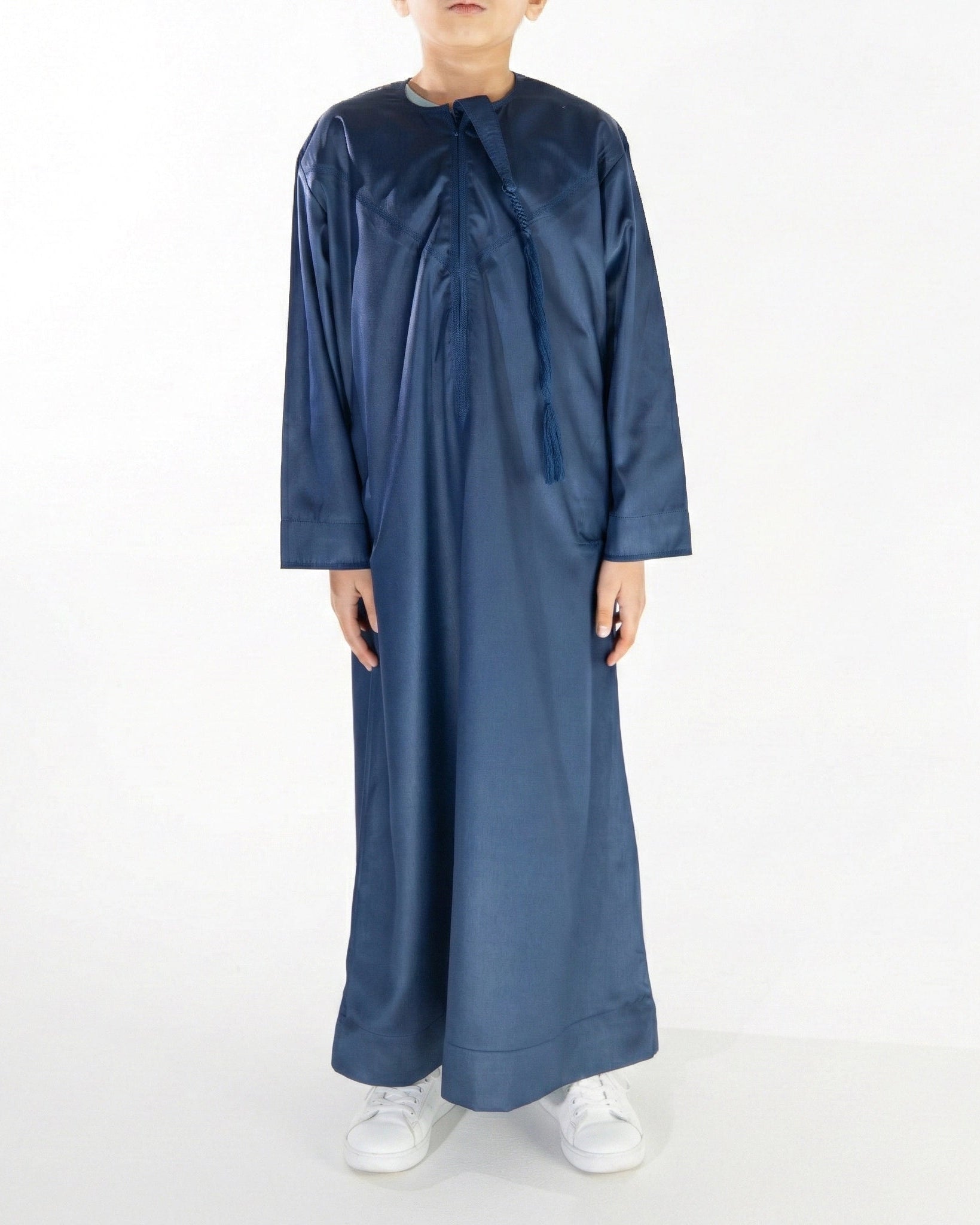 Premium Emirati Thobe for Boys in Midnight Blue