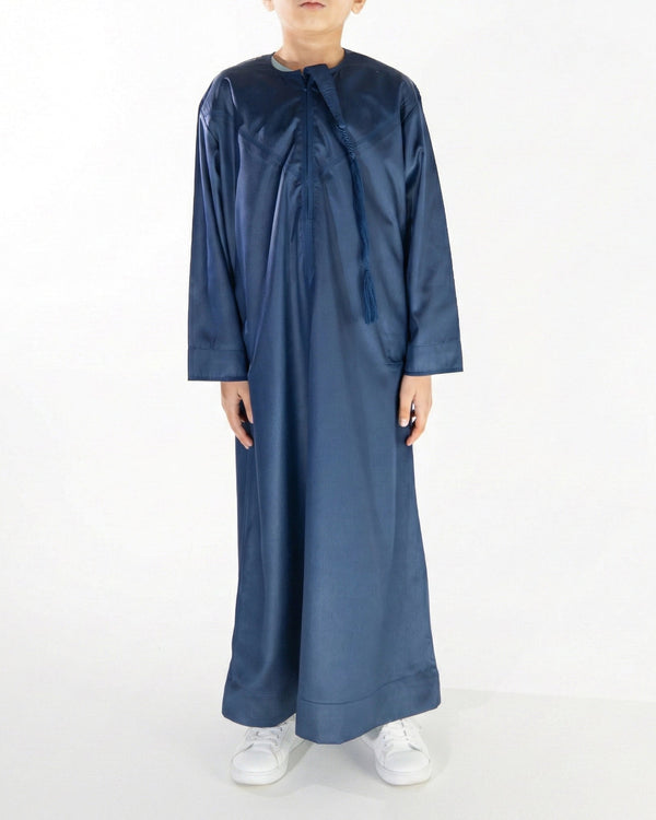 Boys' Emirati Thobe in Matte Navy Blue