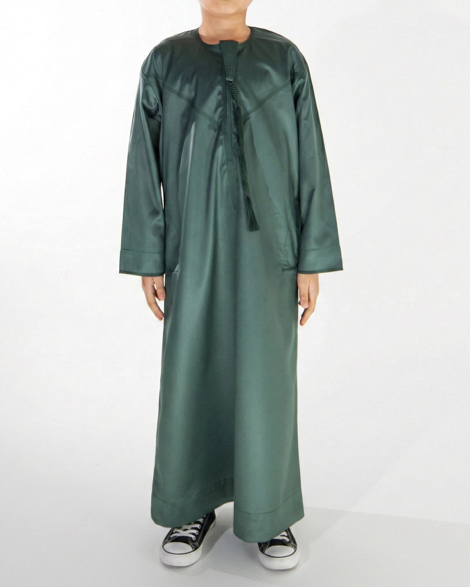 Premium Emirati Thobe for Boys in Racing Green