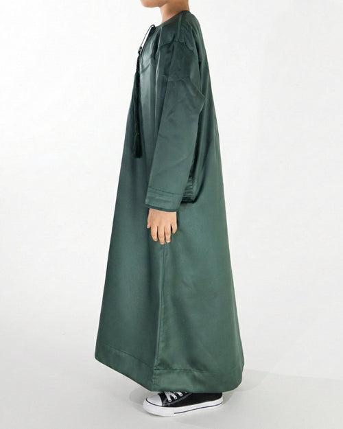 Boys Premium Emirati Thobe – Racing Green, Made in UAE