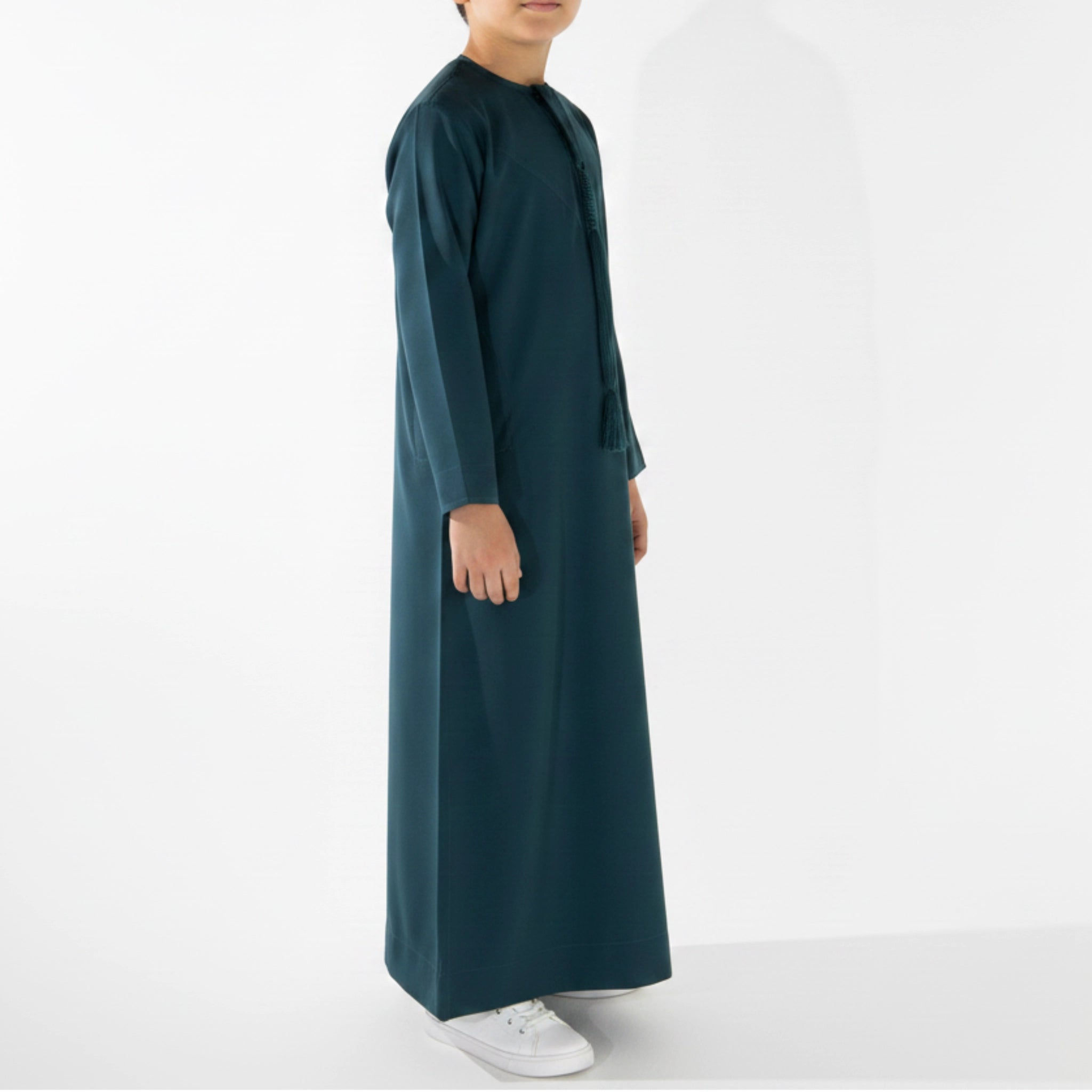 Royal Edition Luxury Emirati Thobe for Boys in Deep Sea Green