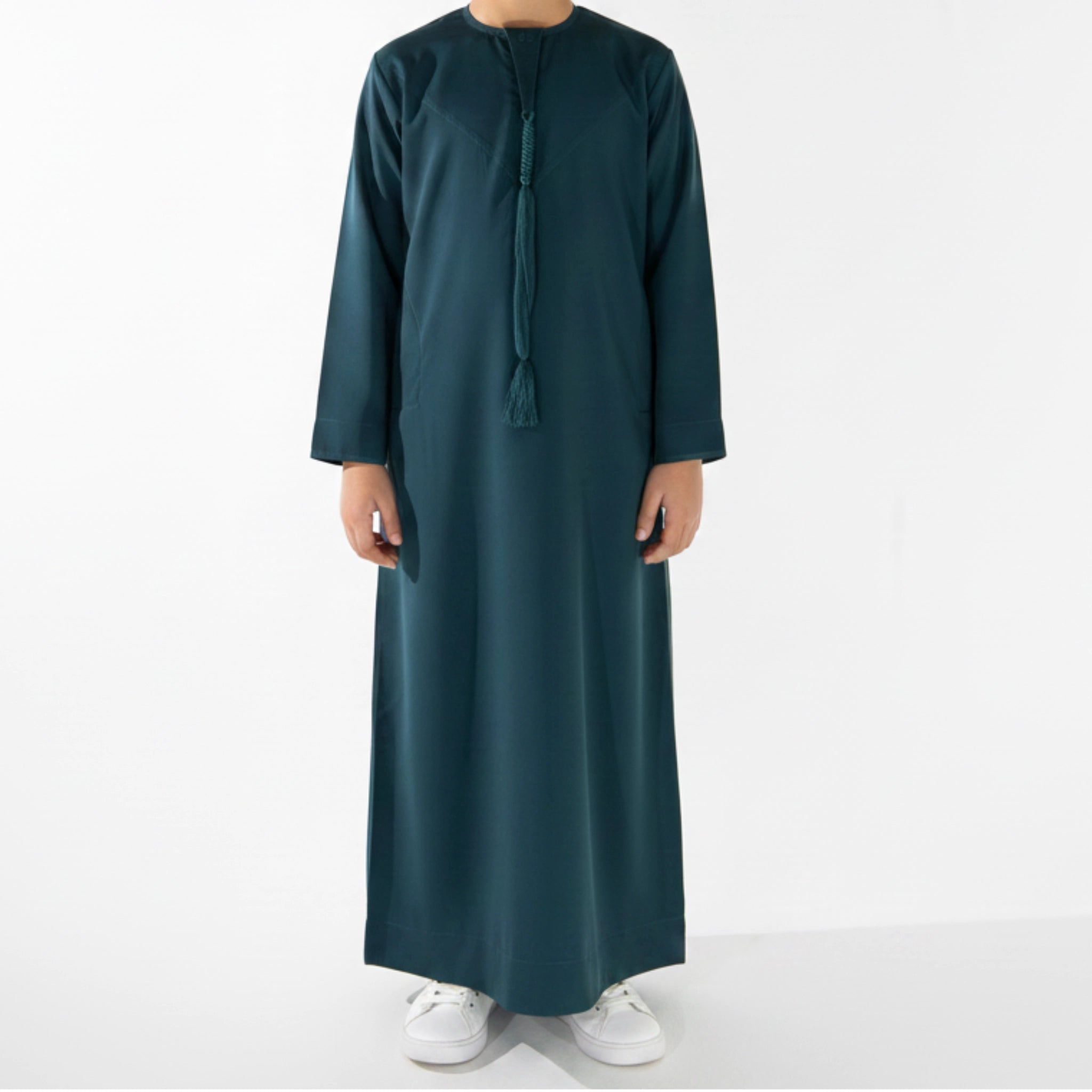 Royal Edition Luxury Emirati Thobe for Boys in Deep Sea Green