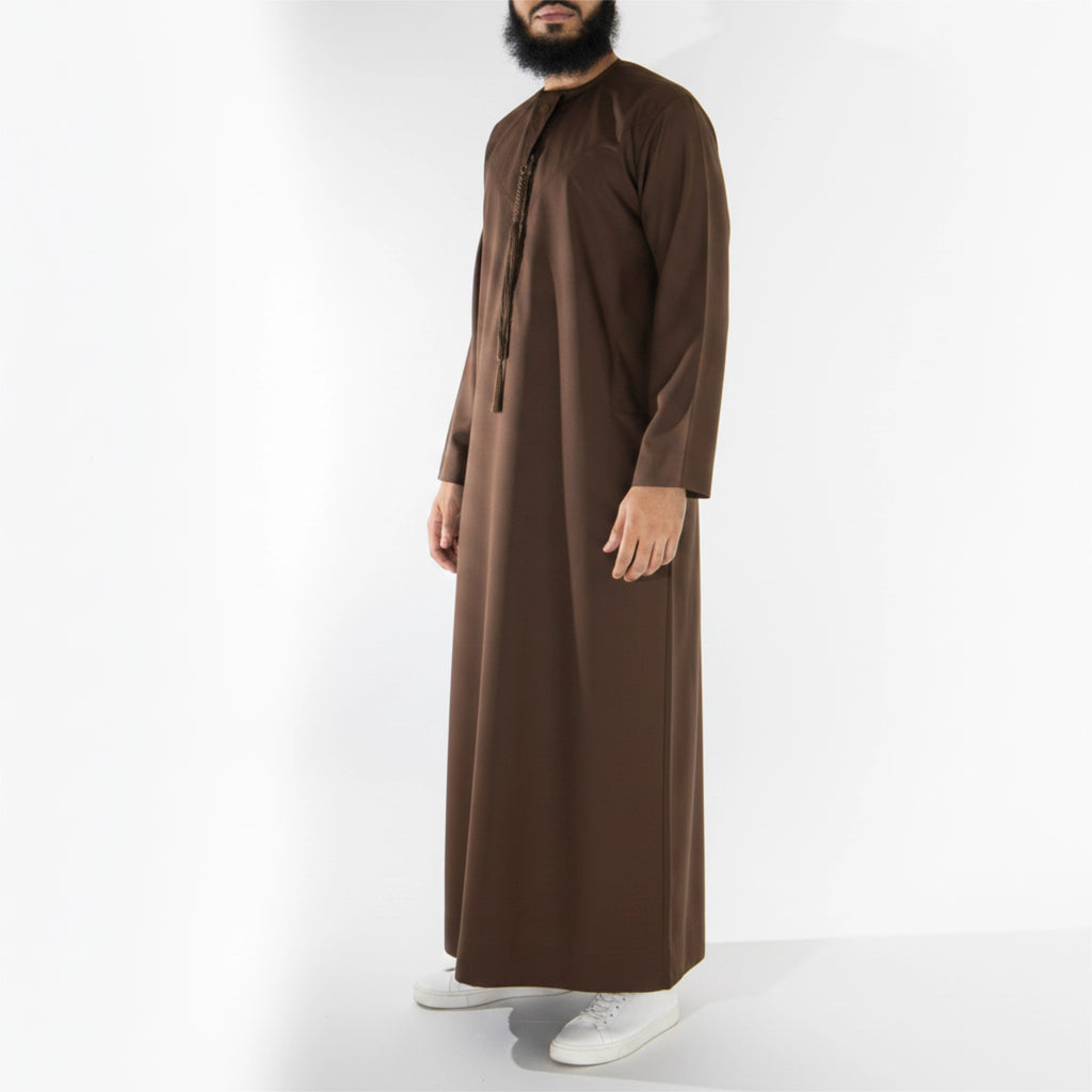 Royal Edition Luxury Emirati Thobe for Men in Chocolate Brown