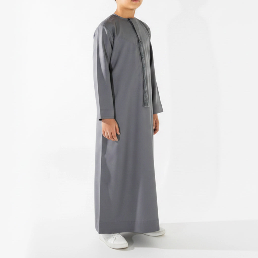 Royal Edition Luxury Emirati Thobe for Boys Steel Grey