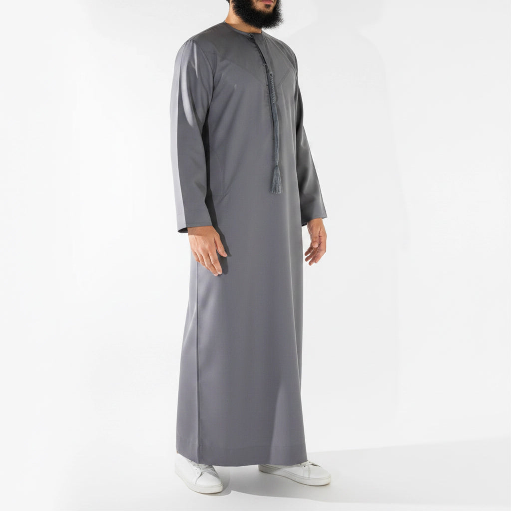 Royal Edition Luxury Emirati Thobe for Men in Steel Grey