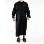 Moroccan full sleeve thobe for men in Jet Black