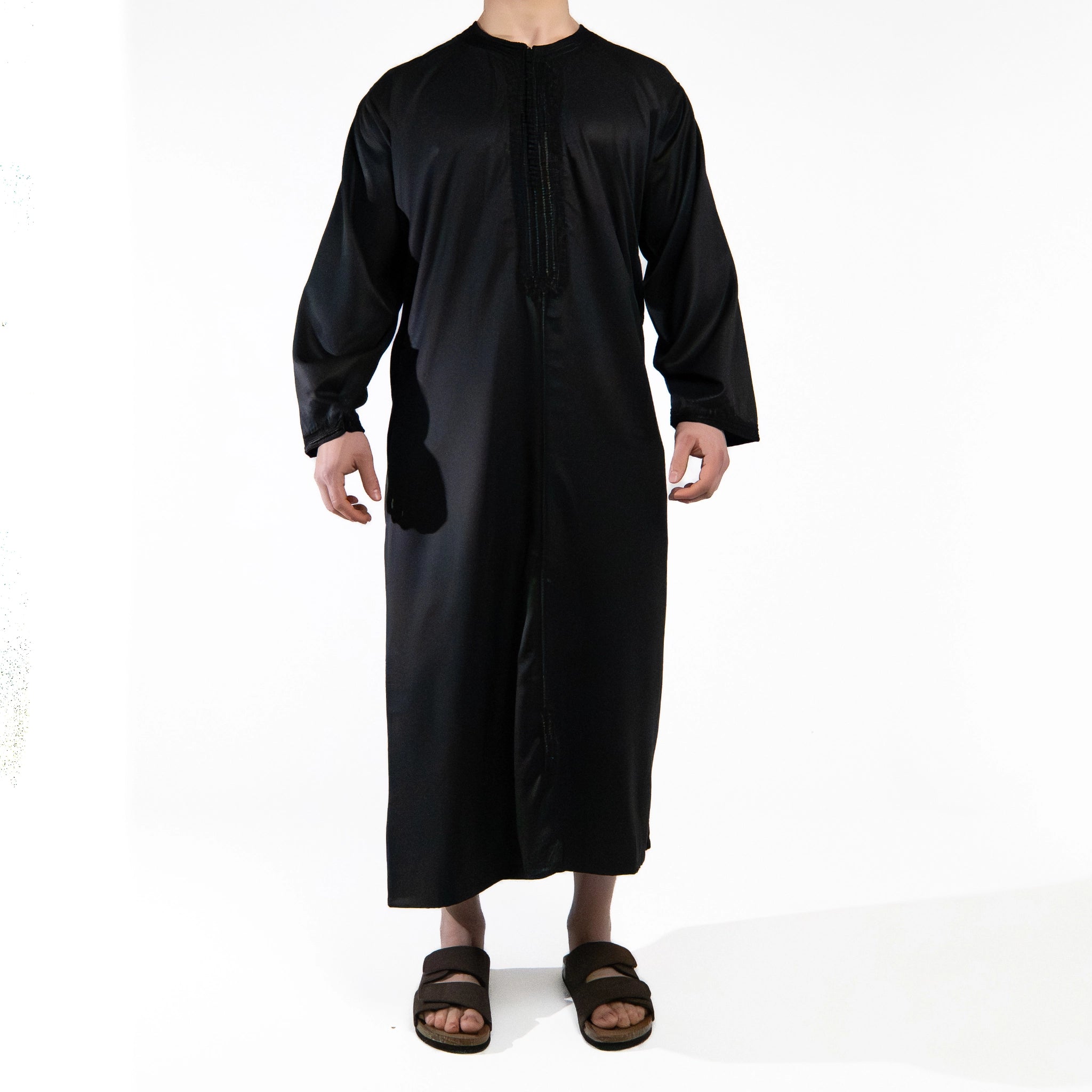 Moroccan full sleeve thobe for men in Jet Black