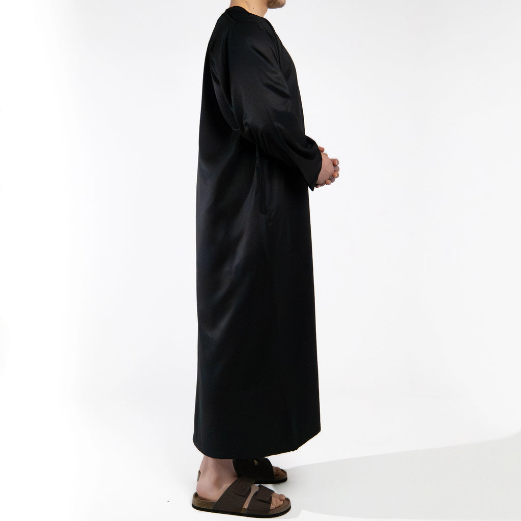 Moroccan full sleeve thobe for men in Jet Black