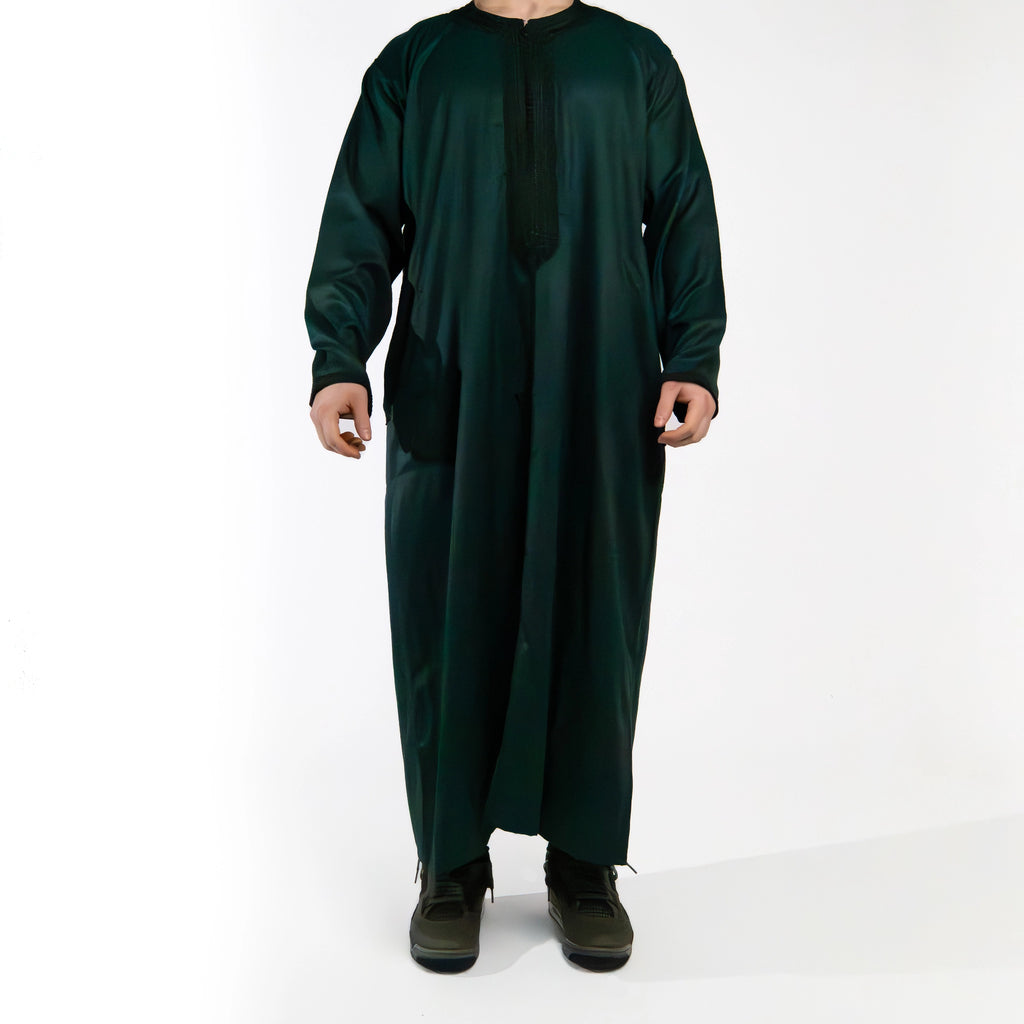 Moroccan full sleeve thobe for men in Emerald Green