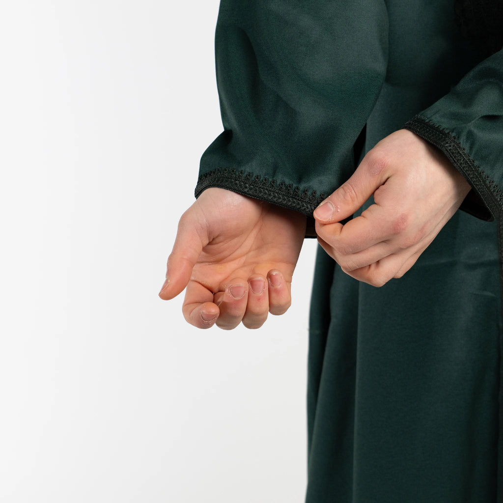 Moroccan full sleeve thobe for men in Emerald Green