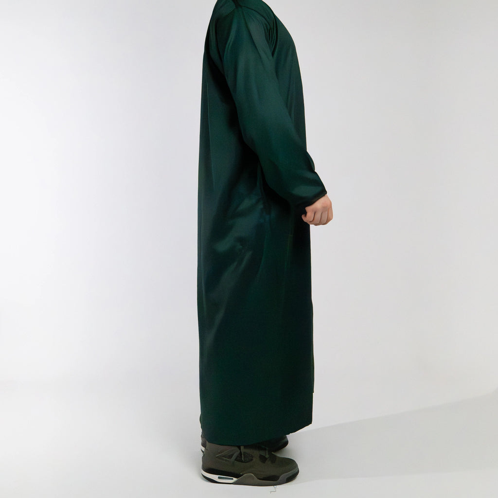 Moroccan full sleeve thobe for men in Emerald Green