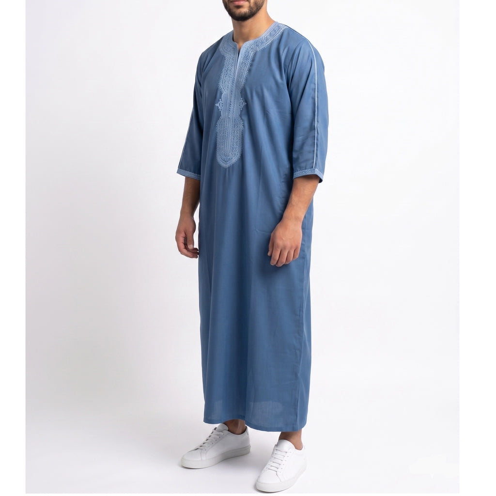 The Byzantine Blue Zip Gandoura