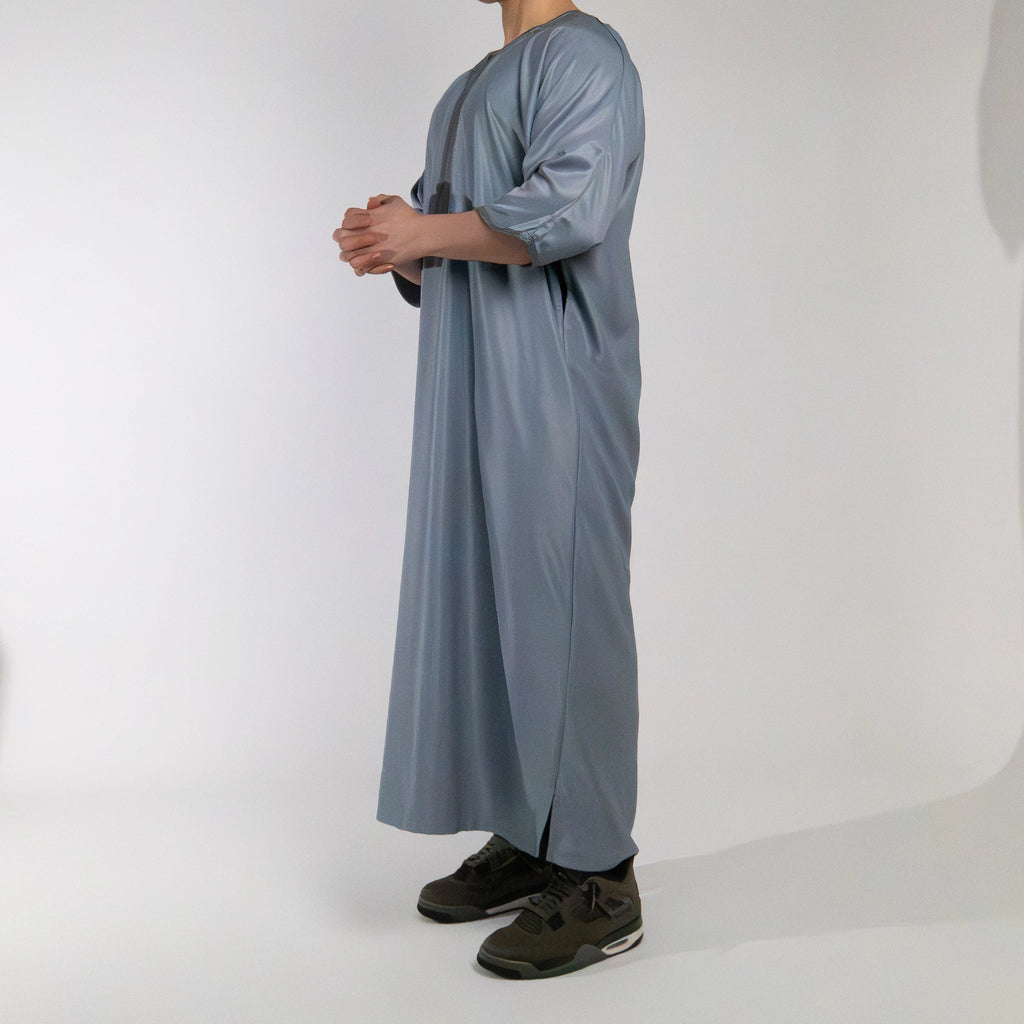 Moroccan Gandoura thobe for men in Celestial Grey