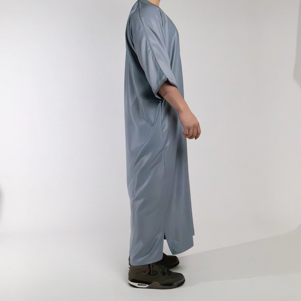 Moroccan Gandoura thobe for men in Celestial Grey