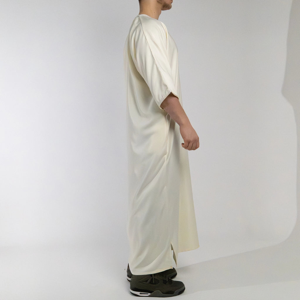 Moroccan Gandoura thobe for men in Saharan Ivory