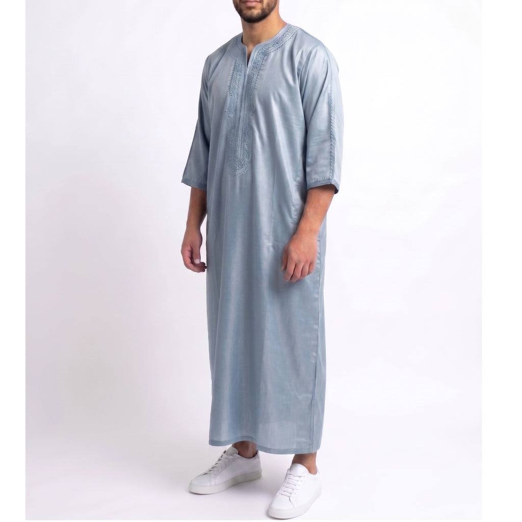 Light Steel Blue Zip Gandoura