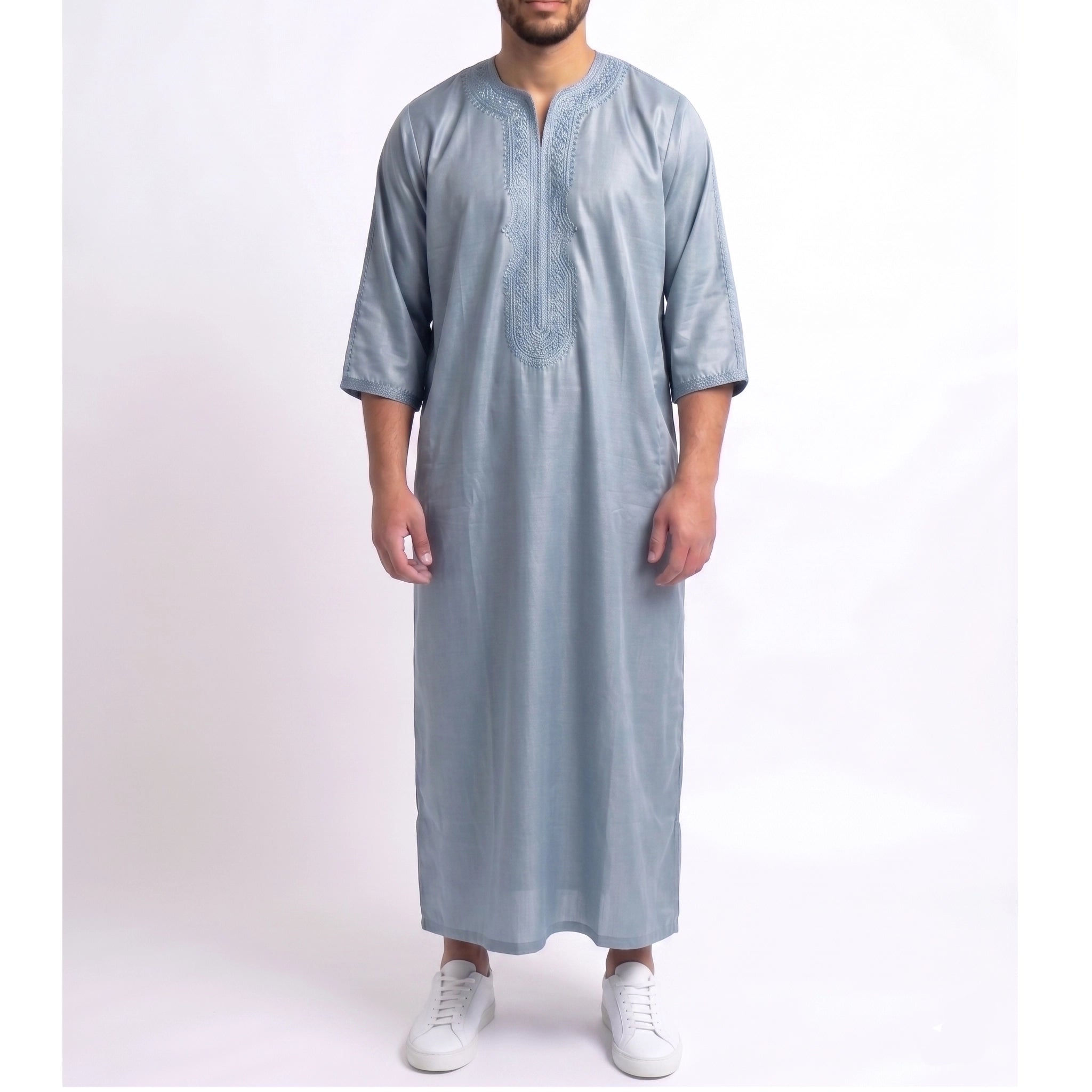 Light Steel Blue Zip Gandoura