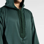 Moroccan hooded Djellaba thobe in Emerald green