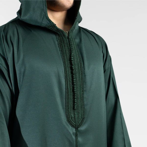 Moroccan hooded Djellaba thobe in Emerald green