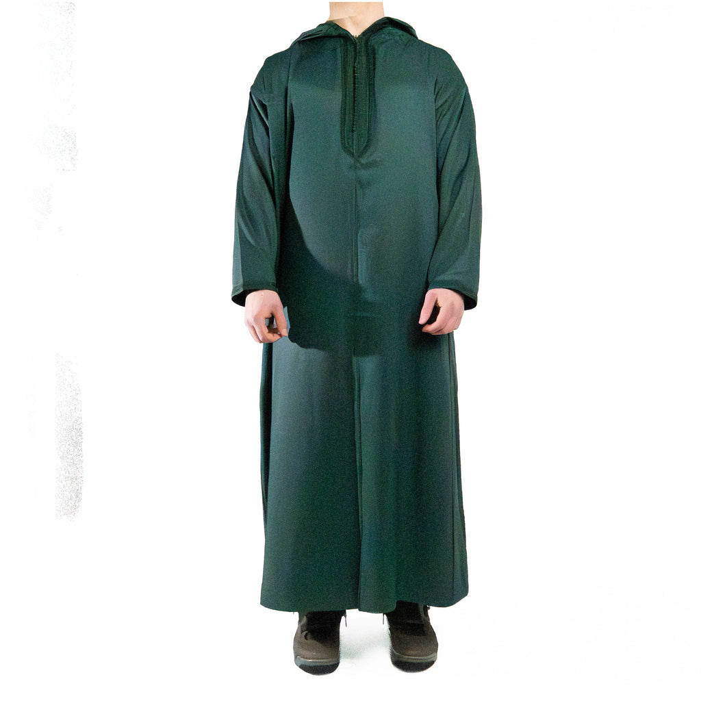 Moroccan hooded Djellaba thobe in Emerald green