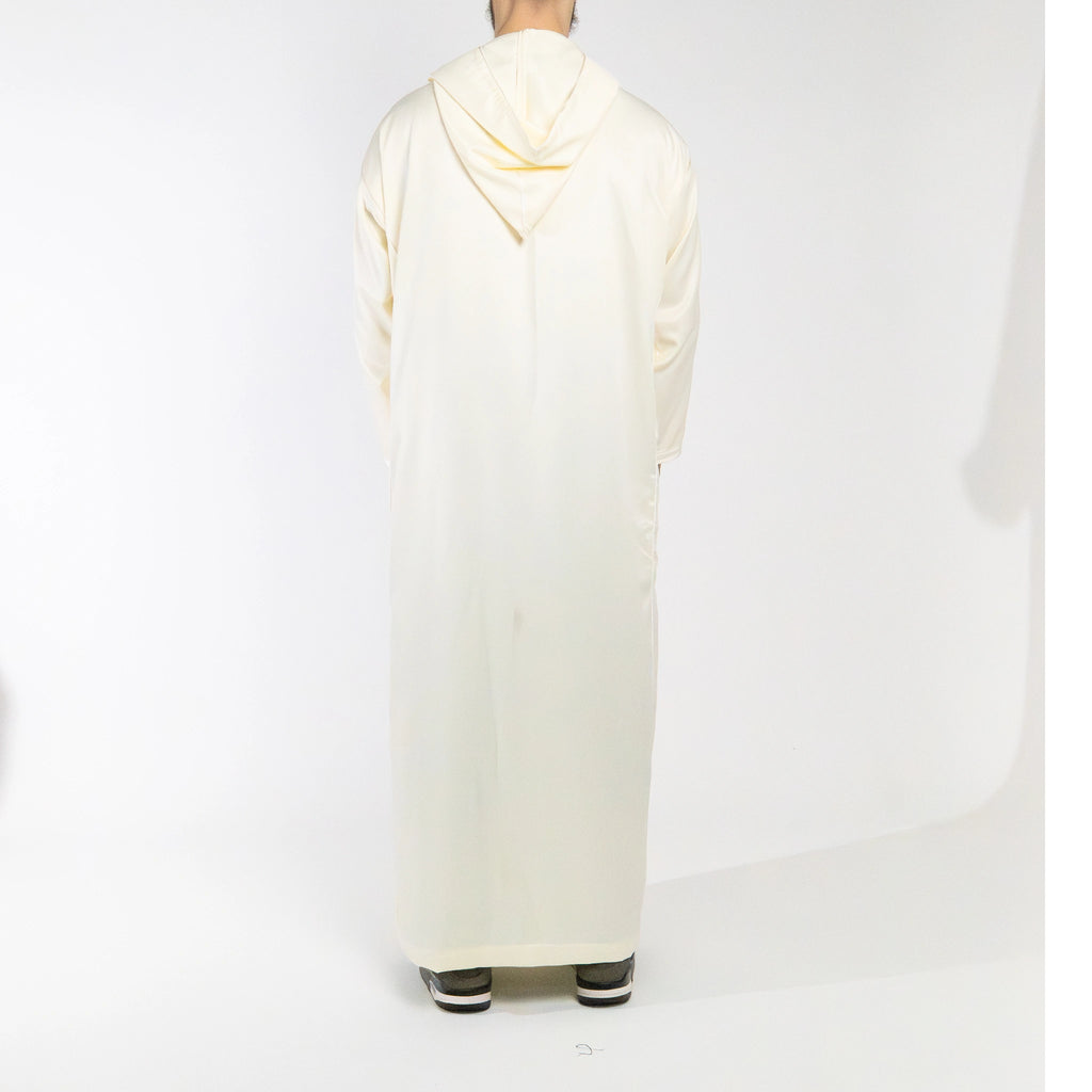 Moroccan hooded Djellaba thobe in Saharan Ivory