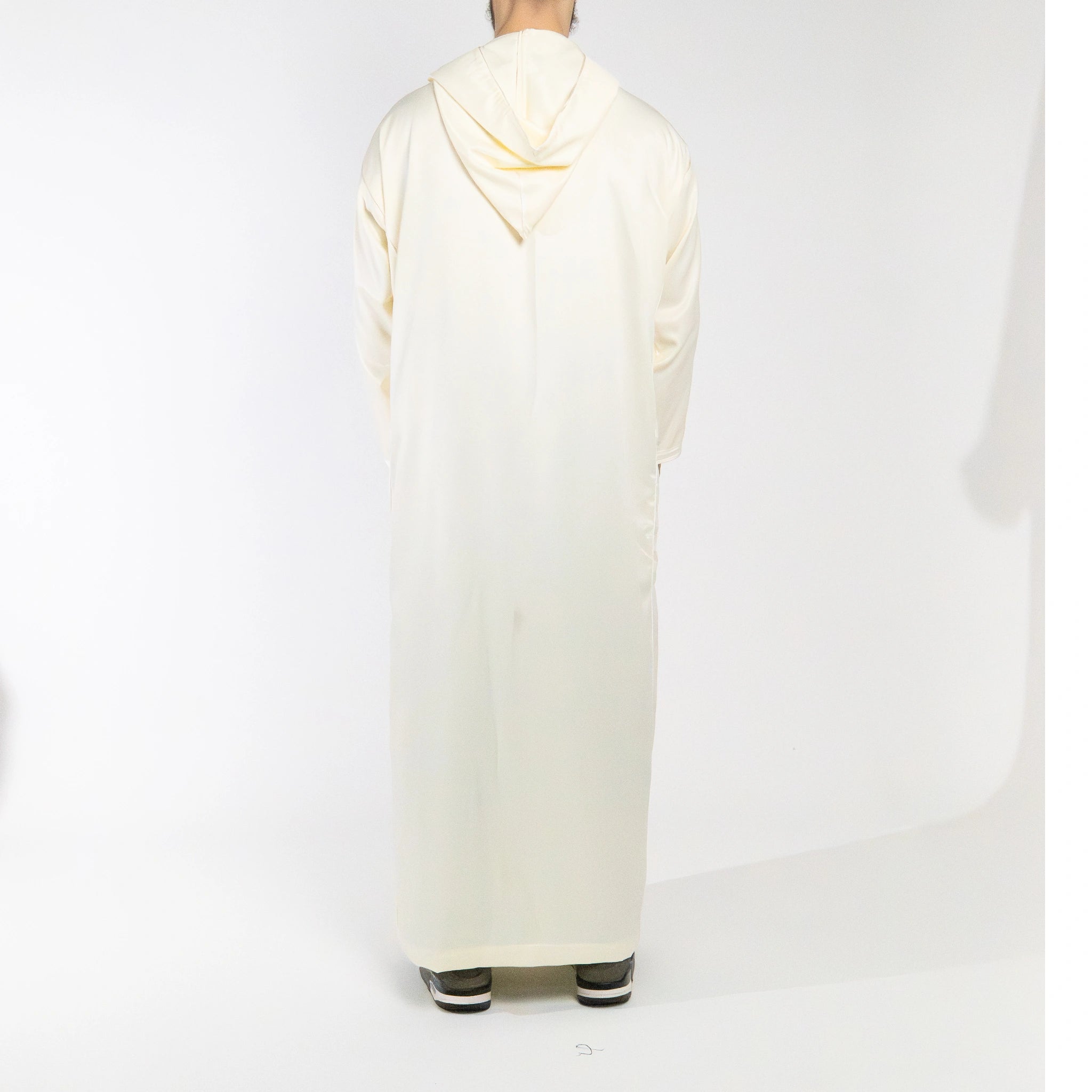 Moroccan hooded Djellaba thobe in Saharan Ivory