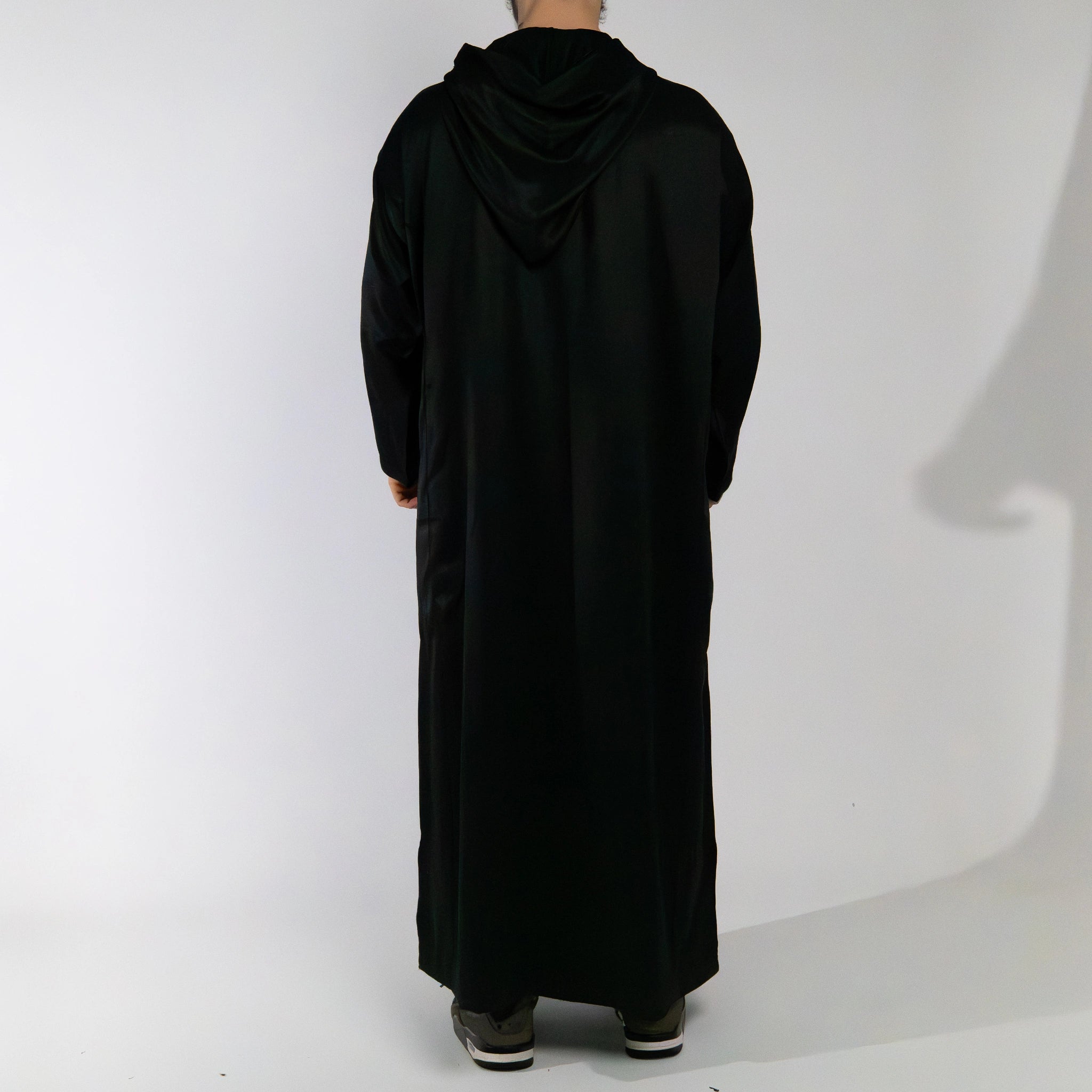 Moroccan hooded Djellaba thobe in Jet Black