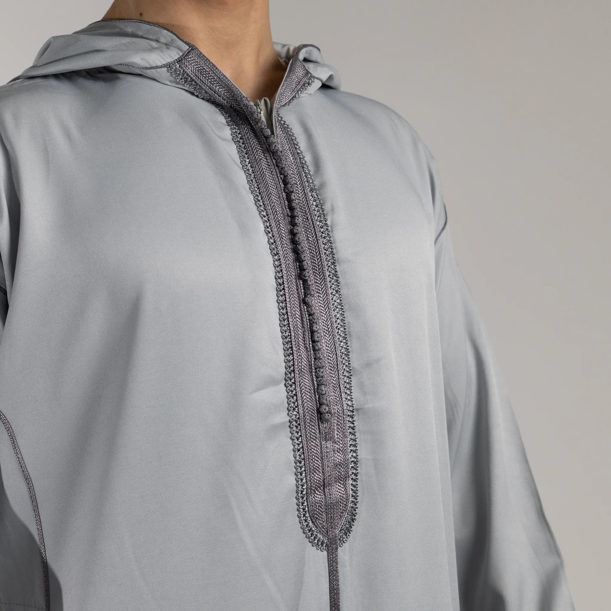 Moroccan hooded Djellaba thobe in December Grey