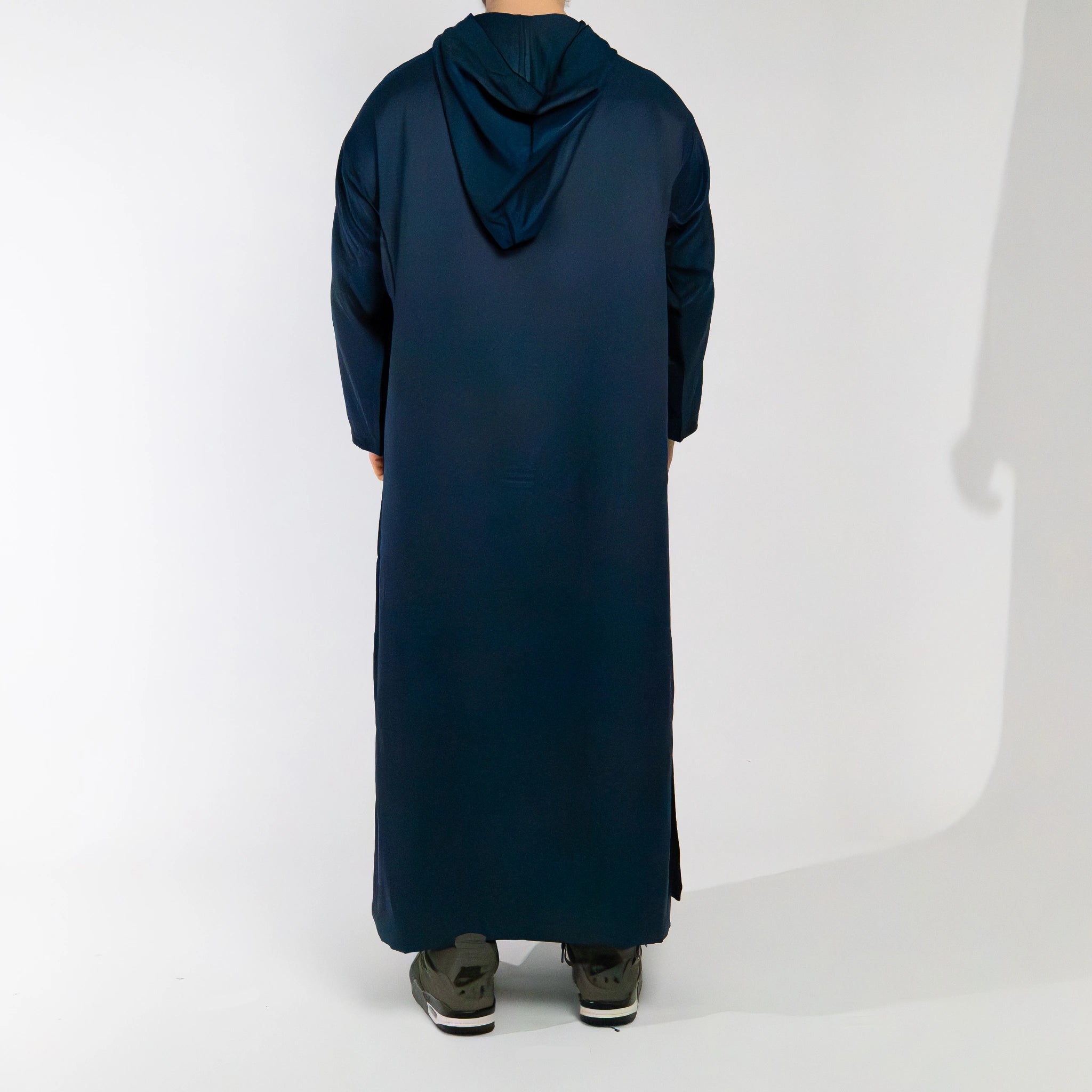Moroccan hooded Djellaba thobe in Royal Navy