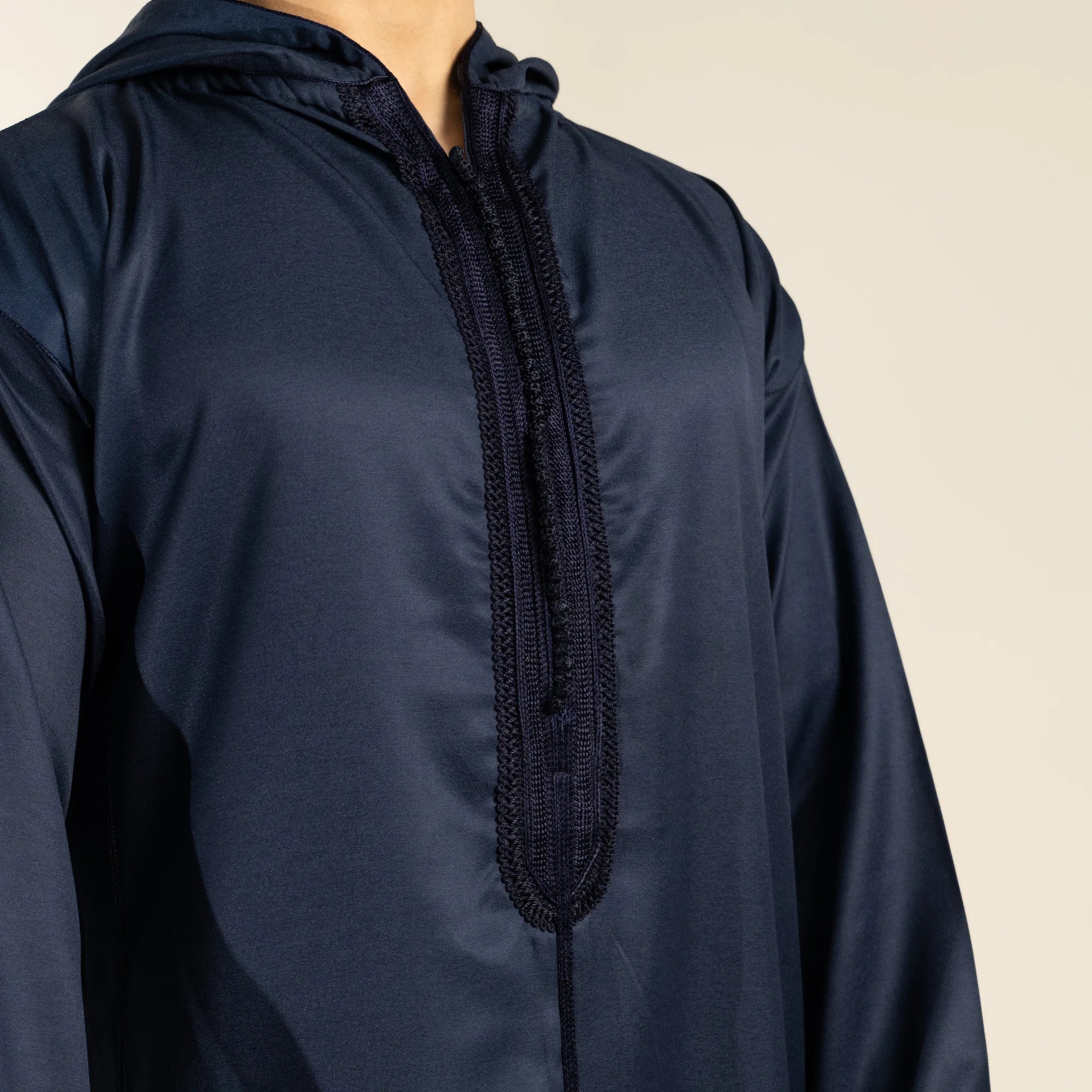 Moroccan hooded Djellaba thobe in Royal Navy