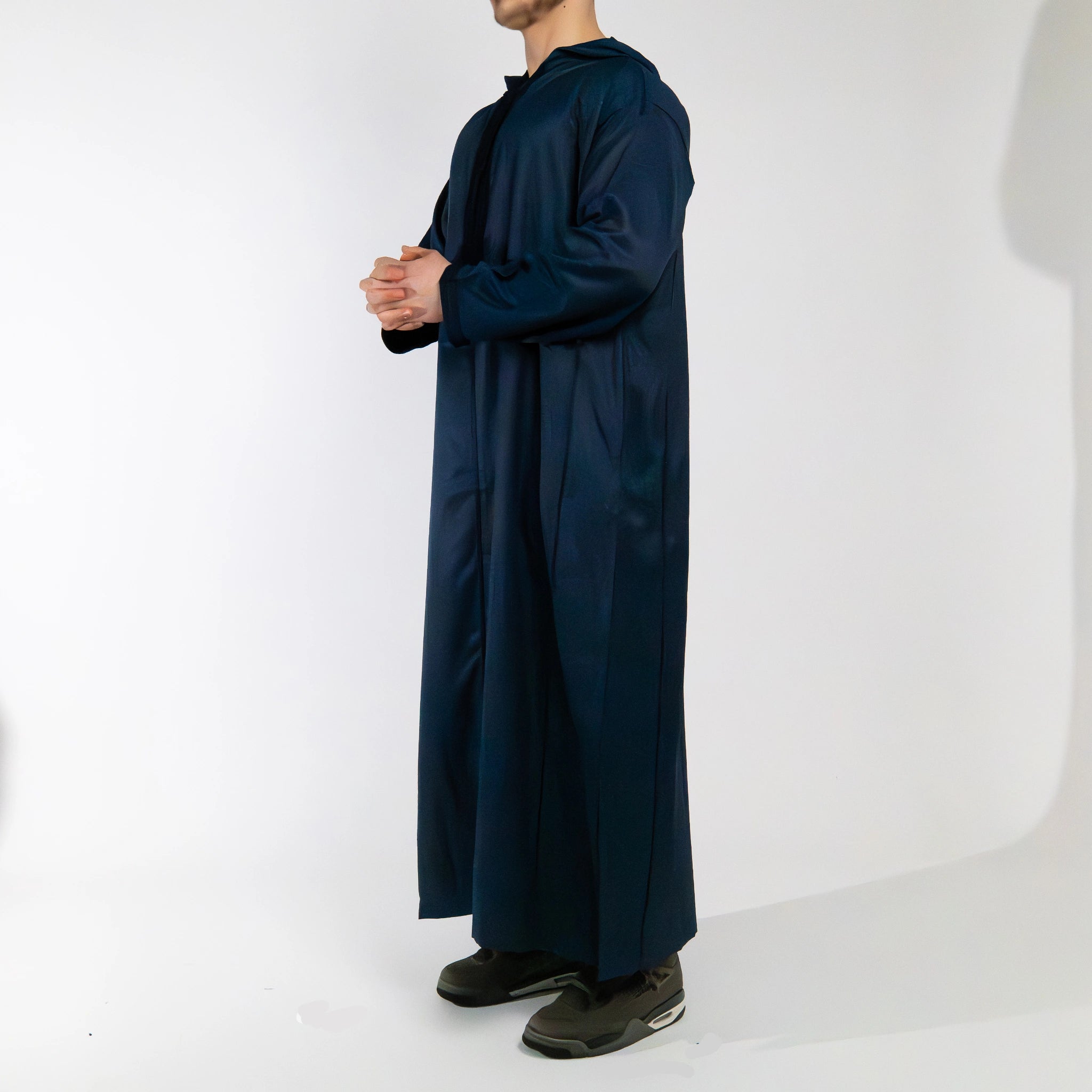 Moroccan hooded Djellaba thobe in Royal Navy