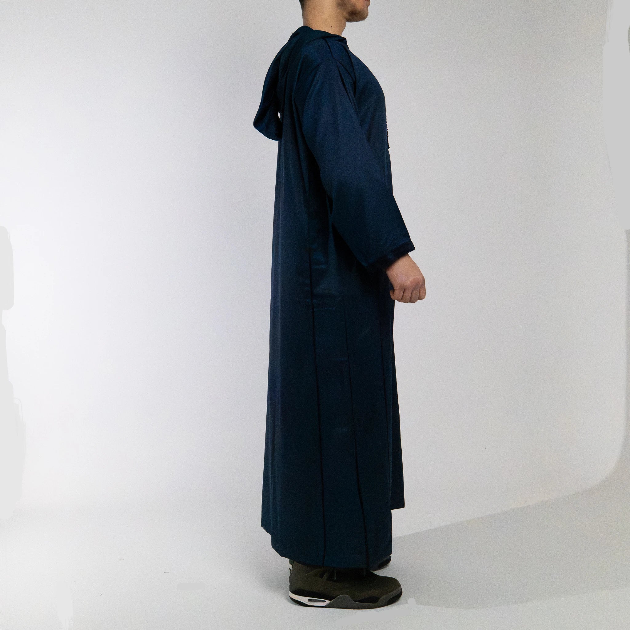 Moroccan hooded Djellaba thobe in Royal Navy