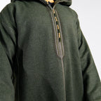 Hooded Winter Moroccan Djellaba Cloak in Nettle Green