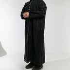 Hooded Winter Moroccan Djellaba Cloak in Charcoal Black
