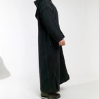 Hooded Winter Moroccan Djellaba Cloak in Charcoal Black