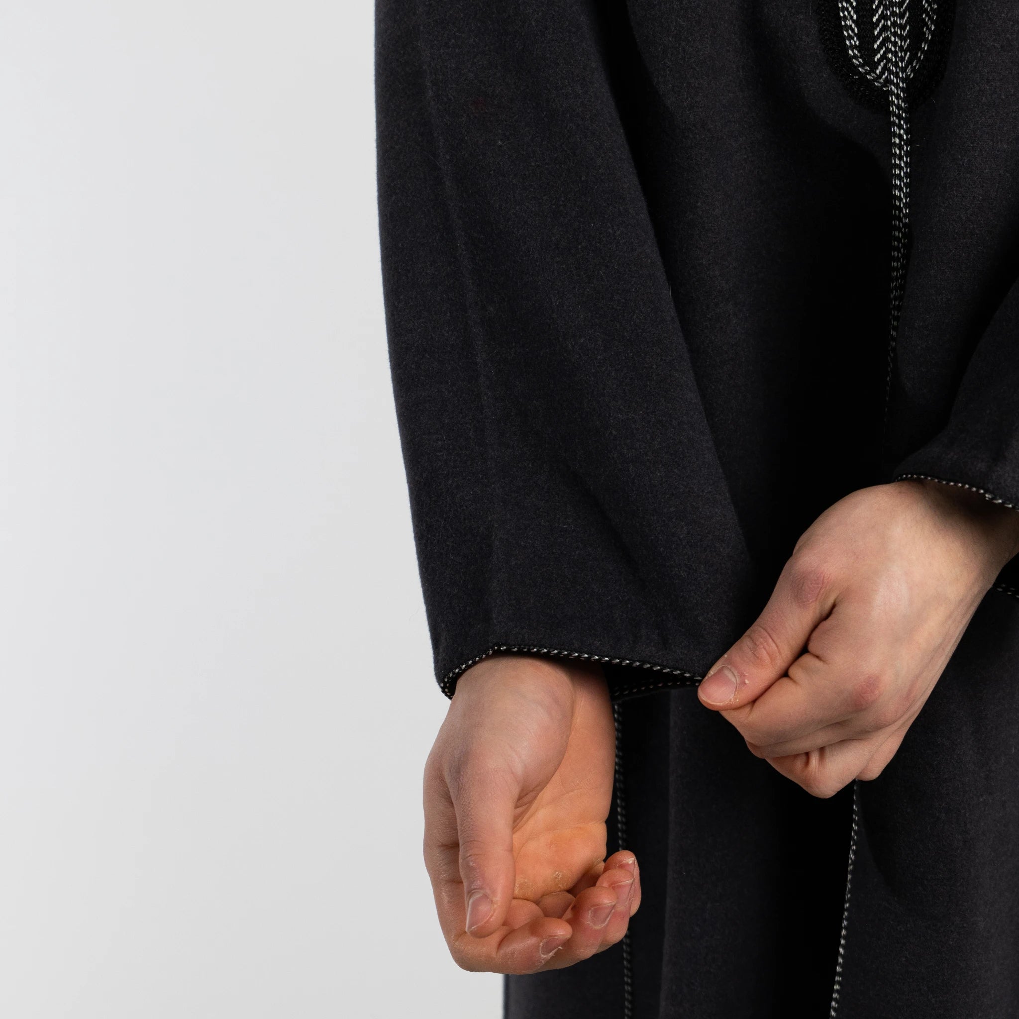 Hooded Winter Moroccan Djellaba Cloak in Charcoal Black