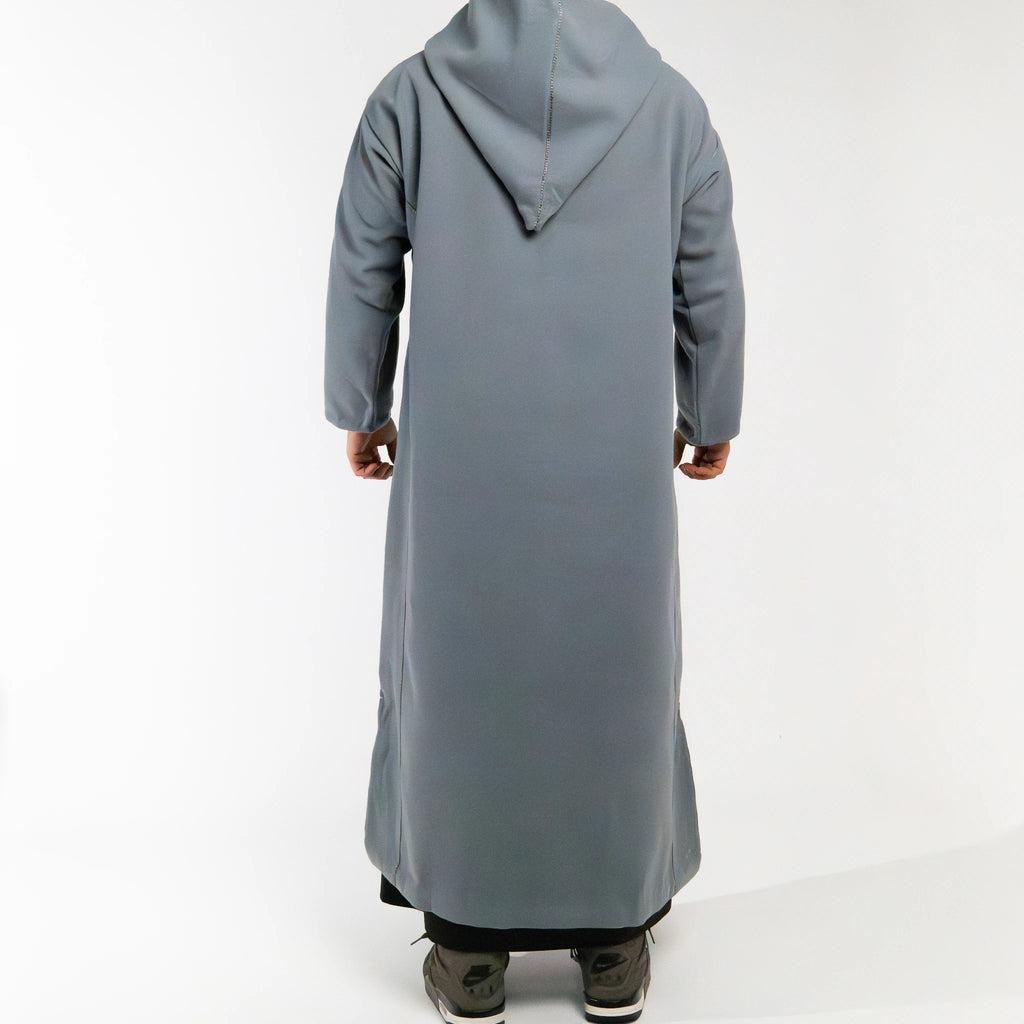 Hooded Winter Moroccan Djellaba Cloak in Hazy Grey
