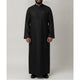 Saudi Thobe in Raven Black – Tailored Fit with Gold Accents
