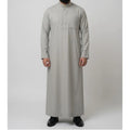 Saudi Thobe in Cream Linen – Tailored Fit with Gold Accents