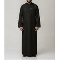 Saudi Thobe in Midnight Olive Green – Tailored Fit with Gold Accents
