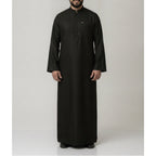 Saudi Thobe in Midnight Olive Green – Tailored Fit with Gold Accents
