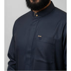 Saudi Thobe in Dark Sapphire – Tailored Fit with Gold Accents